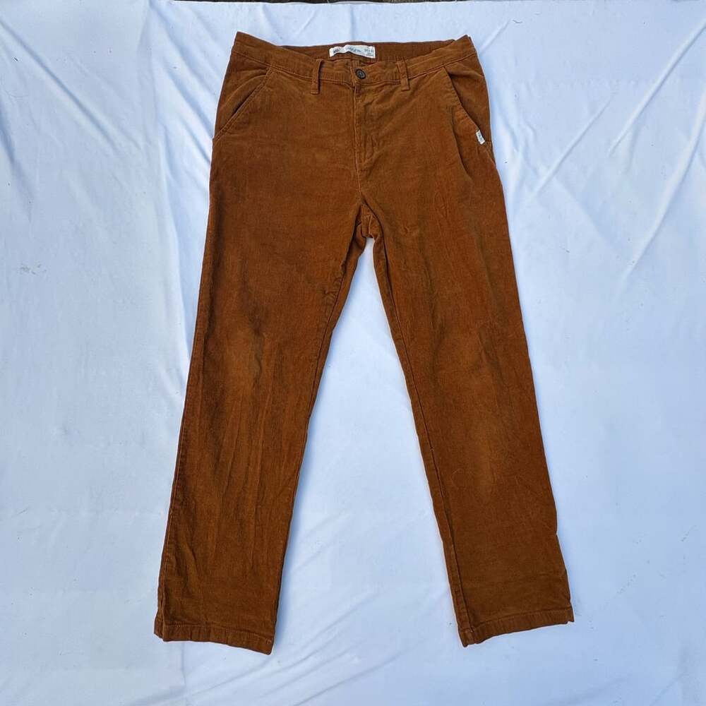 Lacuna Corduroy Pants Mens 34x32 Brown Tobacco Straight Leg Stretch Cotton